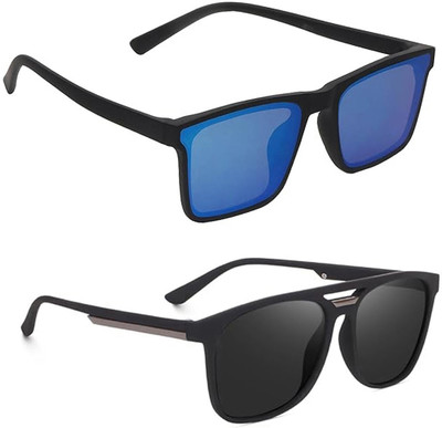 ELLIGATOR Rectangular Sunglasses(For Men & Women, Blue, Black)