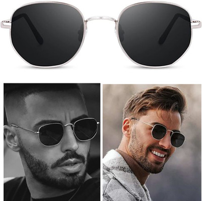 DKERAOD Retro Square Sunglasses(For Men, Black)