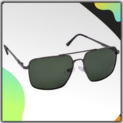 Redleaf Rectangular, Aviator Sunglasses(For Men & Women, Green)