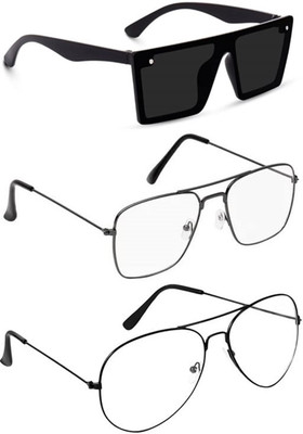 shah collections Retro Square, Aviator Sunglasses(For Boys & Girls, Clear, Blue, Yellow)