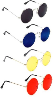 sunwear Round, Round, Round, Round Sunglasses(For Boys & Girls, Black, Blue, Yellow, Red)