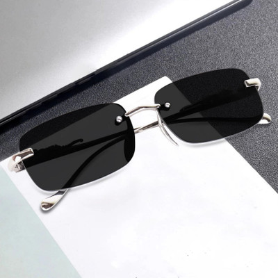 GOODINA Retro Square Sunglasses(For Men, Black)