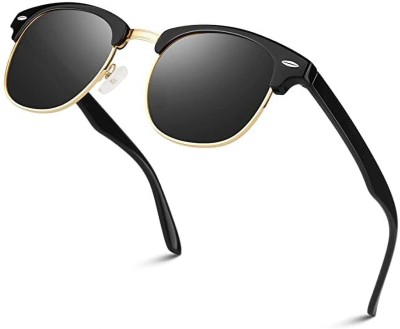 ANSH Clubmaster Sunglasses(For Men & Women, Black)