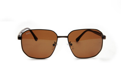 HEXXA Rectangular Sunglasses(For Men, Brown)