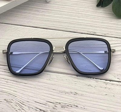 FizzFusion Retro Square Sunglasses(For Men & Women, Blue)