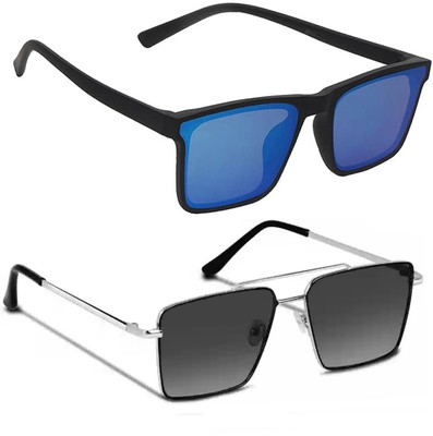 ELLIGATOR Retro Square, Sports, Wayfarer, Rectangular Sunglasses(For Men & Women, Blue, Black)