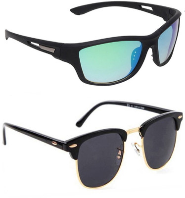 ELLIGATOR Wrap-around Sunglasses(For Men & Women, Green, Black)