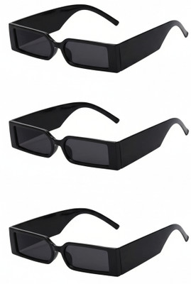 Suntork Retro Square, Rectangular, Oval, Round, Wayfarer, Sports Sunglasses(For Men & Women, Black)