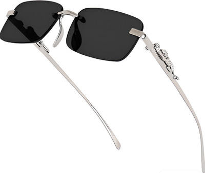 peter india Rectangular Sunglasses(For Men, Black)