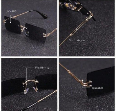KOPEK Rectangular Sunglasses(For Men & Women, Black)