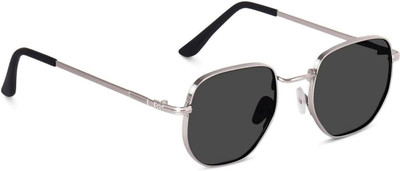 DEYVUE Oval Sunglasses(For Men & Women, Black)