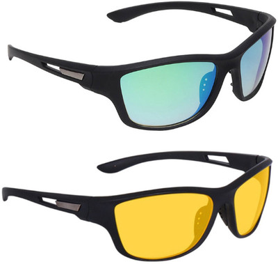 ELLIGATOR Rectangular Sunglasses(For Men & Women, Green, Yellow)