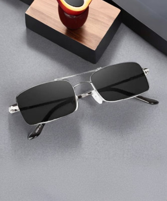 Vpress Rectangular Sunglasses(For Men & Women, Black)