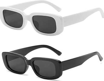 wizara Rectangular Sunglasses(For Men & Women, Black)