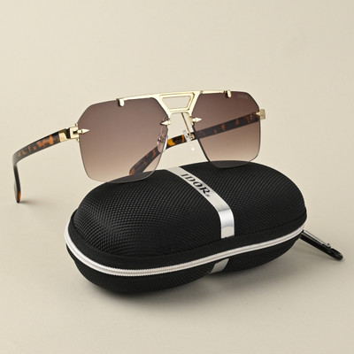 IDOR Retro Square Sunglasses(For Men, Brown)