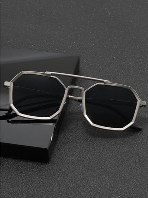 Zeemork Rectangular Sunglasses(For Men & Women, Black)