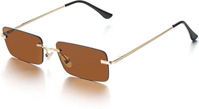 Zeemork Rectangular Sunglasses(For Men & Women, Brown)