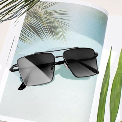 Sunveil Retro Square Sunglasses(For Men, Black)