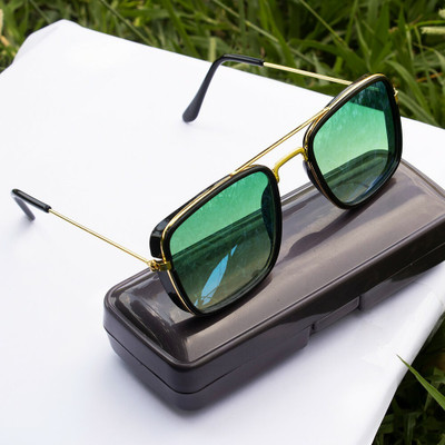 jiebo Aviator, Rectangular Sunglasses(For Men & Women, Green)