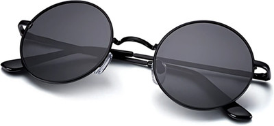 Clearo Round Sunglasses(For Men & Women, Black)