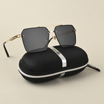 IDOR Retro Square Sunglasses(For Men, Black)