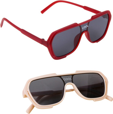 Neska Moda Rectangular Sunglasses(For Boys & Girls, Black)