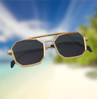 peter india Retro Square Sunglasses(For Men & Women, Black)