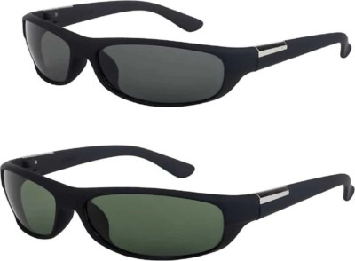 HeartVisions Wrap-around Sunglasses(For Boys & Girls, Black, Green)