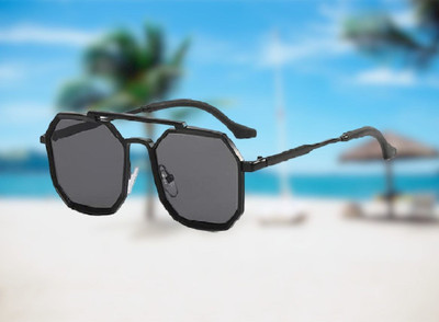 SpadeAces Retro Square Sunglasses(For Men & Women, Black)