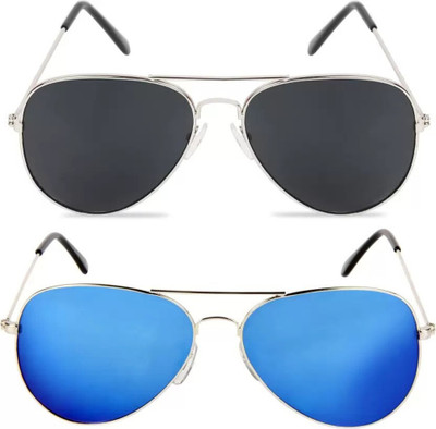 David Martin Aviator Sunglasses(For Men & Women, Black, Blue)