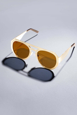 French Crown Round Sunglasses(For Men & Women, Yellow)