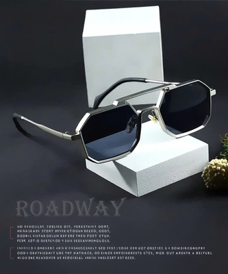 ROADWAY Retro Square Sunglasses(For Men & Women, Black)