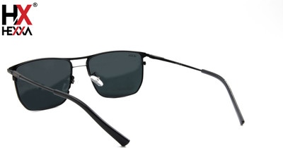 HEXXA Rectangular Sunglasses(For Men & Women, Black)