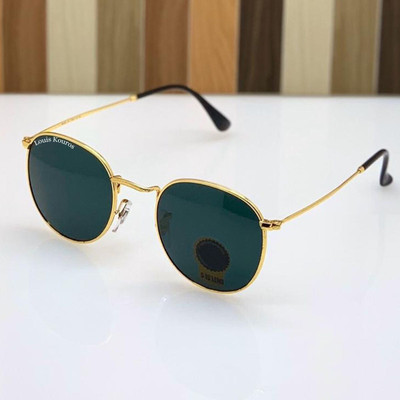 LOUIS KOUROS Round Sunglasses(For Men & Women, Black)