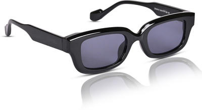 IDOR Rectangular Sunglasses(For Men & Women, Black)