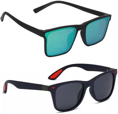 ELLIGATOR Retro Square Sunglasses(For Men & Women, Green, Black)