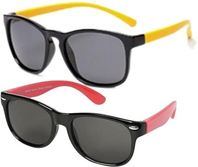 VAST Wayfarer, Wrap-around Sunglasses(For Boys & Girls, Black)