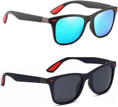 ELLIGATOR Retro Square, Sports, Wayfarer, Rectangular Sunglasses(For Men & Women, Blue, Black)