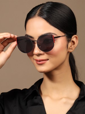 YELLOW CHIMES Oval Sunglasses(For Women, Black)