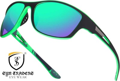 Syn Traders Wrap-around, Sports Sunglasses(For Men & Women, Green)