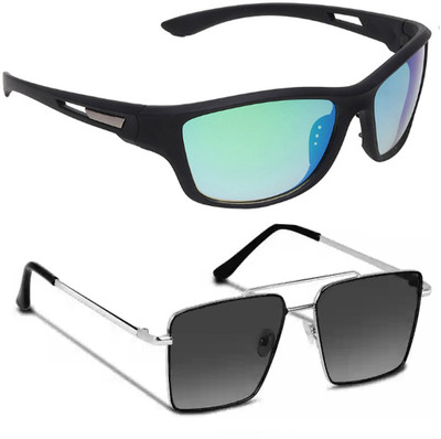 ELLIGATOR Rectangular Sunglasses(For Men & Women, Green, Black)