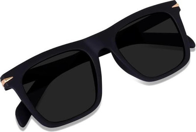 Jayuka Rectangular Sunglasses(For Men & Women, Black)