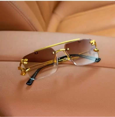 Zeemork Rectangular Sunglasses(For Men & Women, Brown)