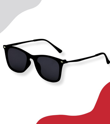 KiwiCaves Rectangular Sunglasses(For Men & Women, Black)