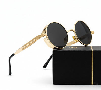 Sunglance Oval, Round Sunglasses(For Men, Black)