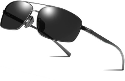 elegante Rectangular Sunglasses(For Men, Black)