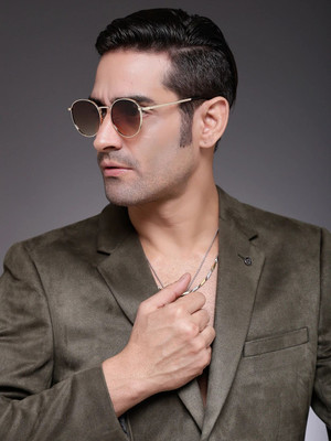 Hashtag eyewear Oval Sunglasses(For Men, Blue)