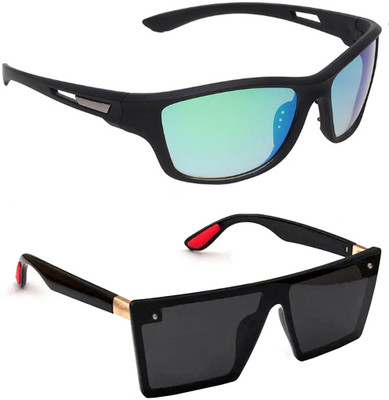 ELLIGATOR Wrap-around Sunglasses(For Men & Women, Green, Black)