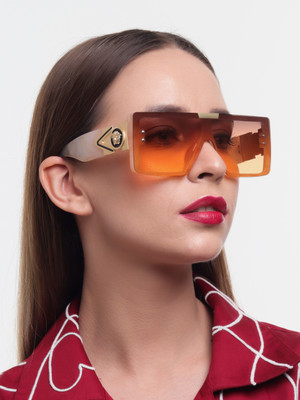 PELLE LUXUR Round Sunglasses(For Men & Women, Orange)