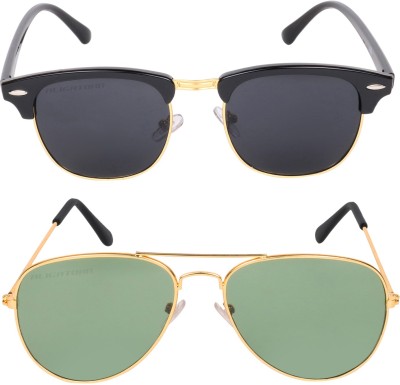 CRIBA Spectacle , Aviator Sunglasses(For Men & Women, Black, Green)